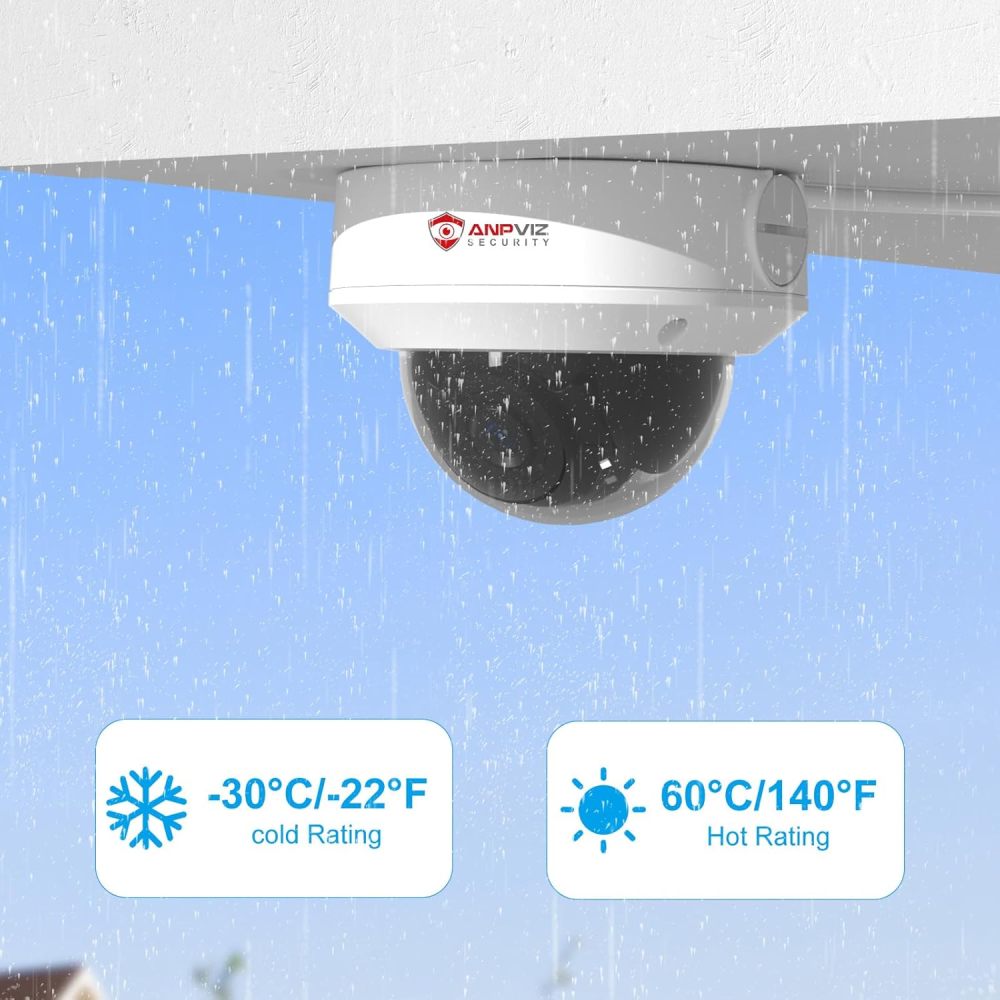 Anpviz 5MP Optical Zoom IP POE Camera, Human/Vehicle Detection, 4X Varifocal Business Dome Metal Security Camera, 2.8~12mm Lens, 100ft IR Night Vision, IP67, SD Card Slot, No Pan or Tilt
