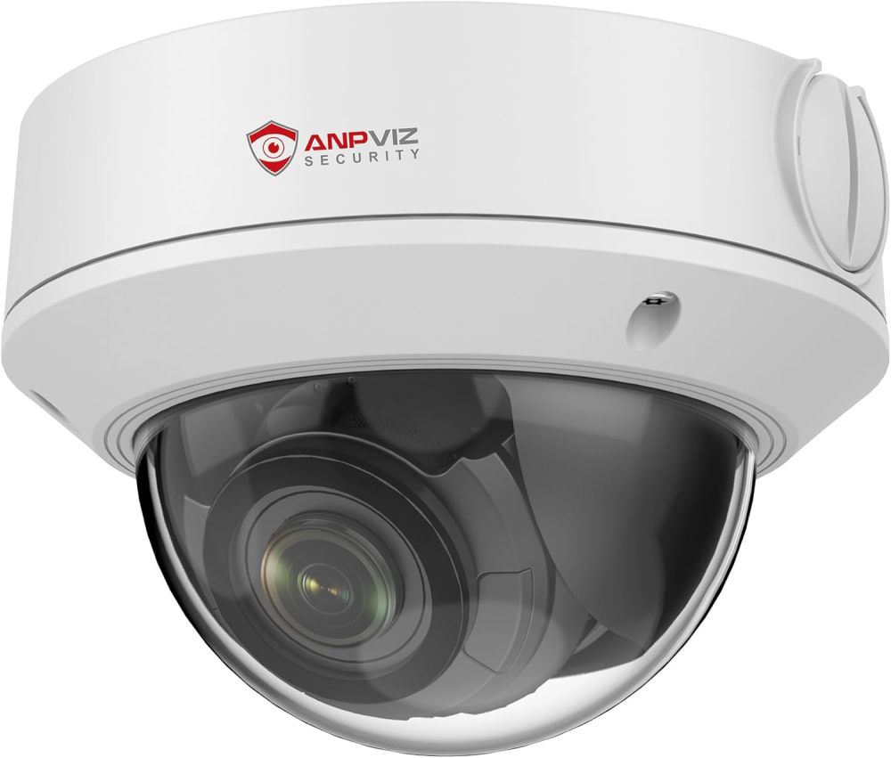 Anpviz 5MP Optical Zoom IP POE Camera, Human/Vehicle Detection, 4X Varifocal Business Dome Metal Security Camera, 2.8~12mm Lens, 100ft IR Night Vision, IP67, SD Card Slot, No Pan or Tilt