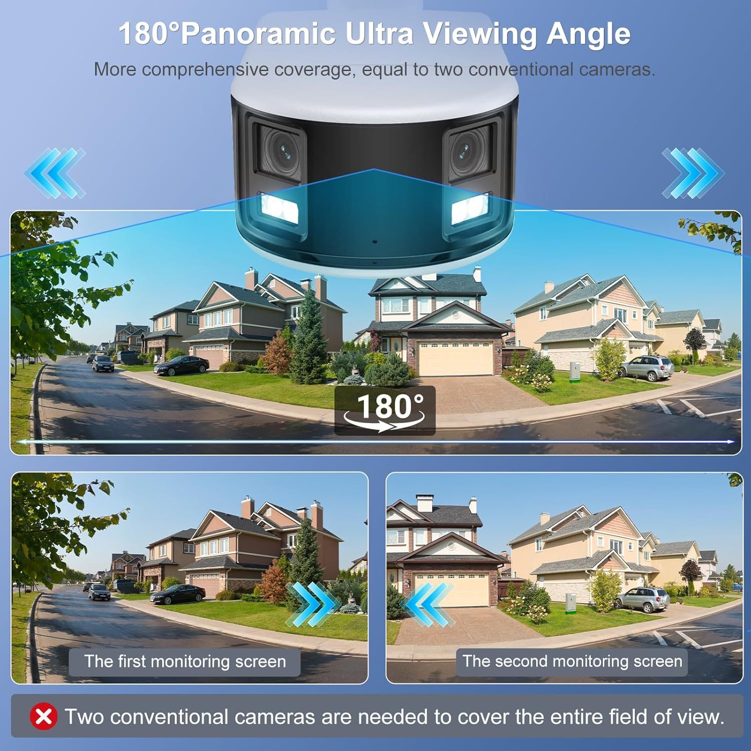 Anpviz 4K/8MP PoE 180 Degree IP Dual-Lens Security Camera Outdoor, 180° Panoramic Wide Angle Wired Bullet Camera with Human/Vehicle Detection, Two Way Talk, Built-in MicroSD Card Slot (H Series)