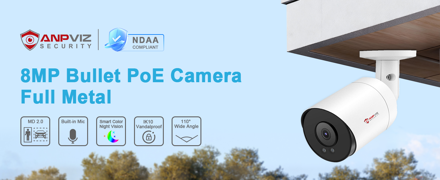8MP Bullet POE Camera Full Metal