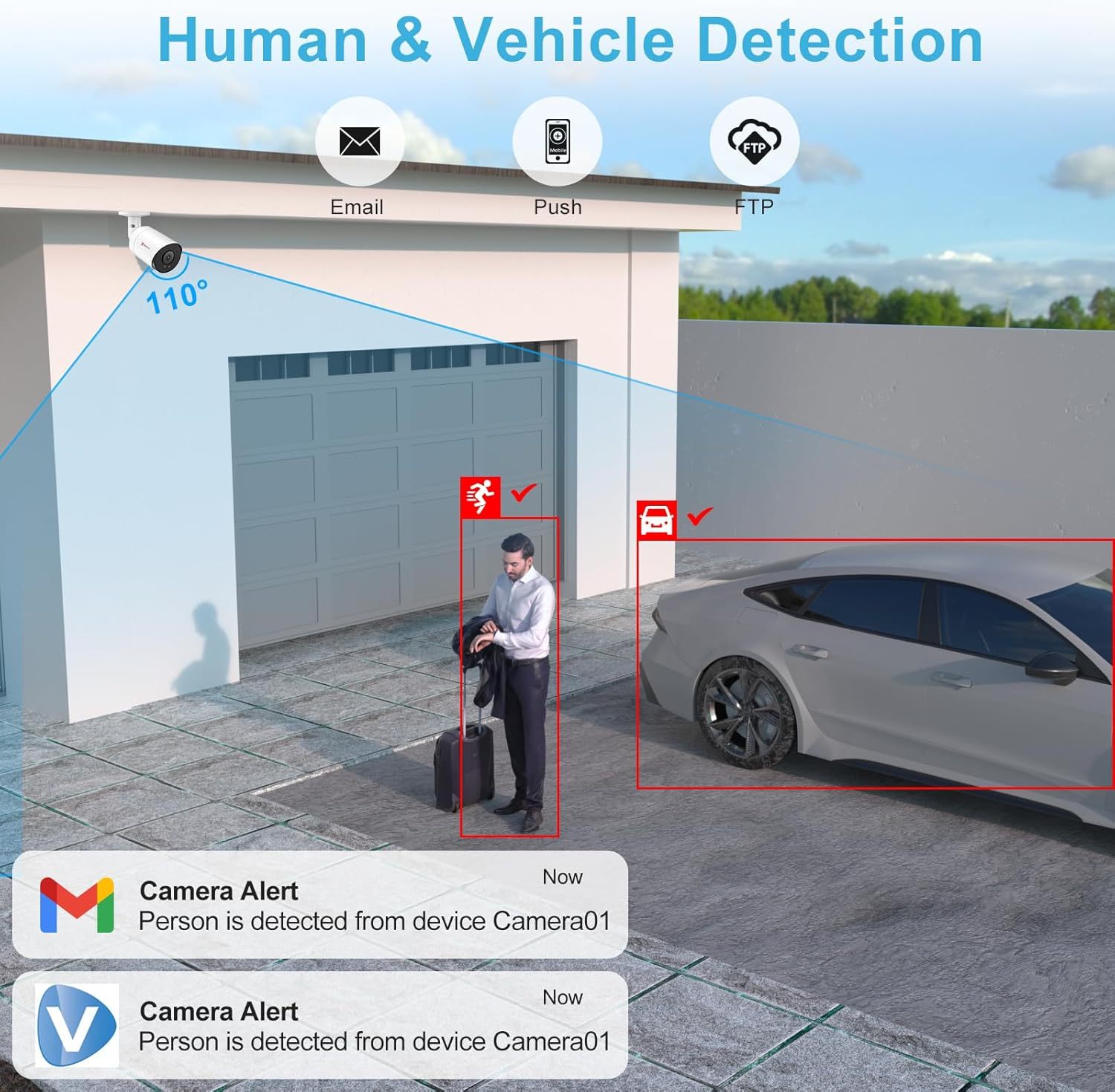 8MP Bullet PoE with Human & Vehicle Detection, Up to 512GB MicroSD Card