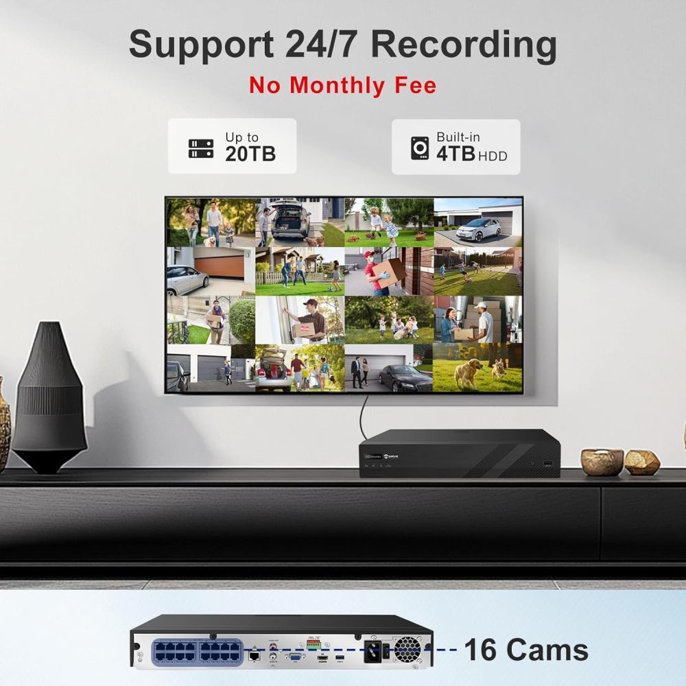 Anpviz 4K Black Dome PoE Security Camera System for Commercial Home Store Office, 8X 8MP Wired Dome IP Cameras, 12MP 4K PoE NVR with 4TB HDD, AI Human & Vehicle Detection, IR Night Vision (U Series)