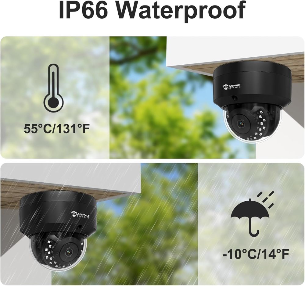 Anpviz 4K Black Dome PoE Security Camera System for Commercial Home Store Office, 8X 8MP Wired Dome IP Cameras, 12MP 4K PoE NVR with 4TB HDD, AI Human & Vehicle Detection, IR Night Vision (U Series)