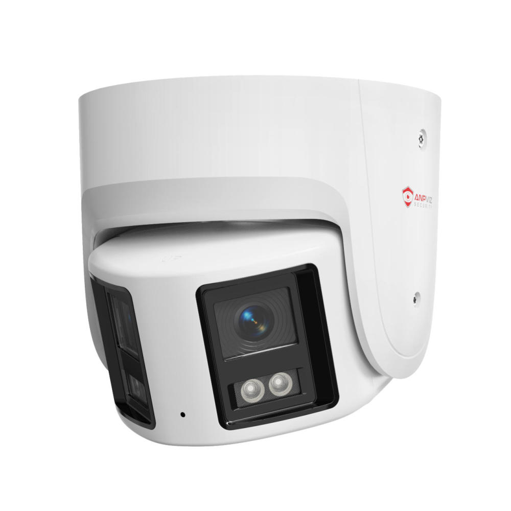 USA Only Full Color 4K Panoramic Turret POE Camera, ColorVu & VCA & Active Deterrence, 8MP 180° Dual-lens POE Security Camera