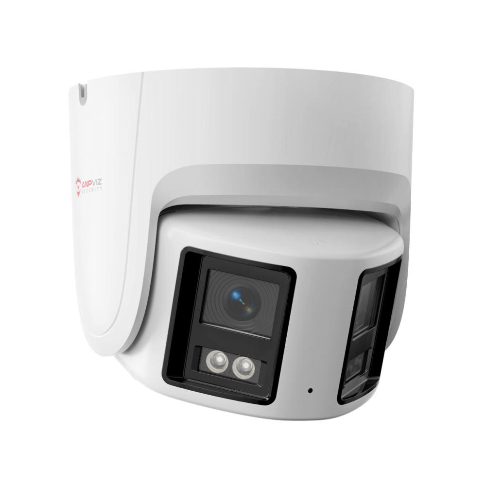 USA Only Full Color 4K Panoramic Turret POE Camera, ColorVu & VCA & Active Deterrence, 8MP 180° Dual-lens POE Security Camera