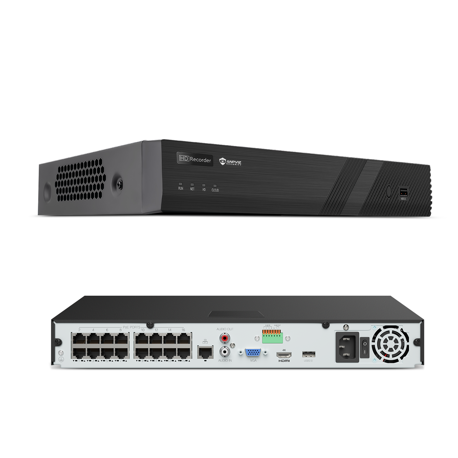 USA Only Anpviz Support 12MP H.265+ POE NVR, 16CH 16POE Port  NVR 2SATA Up to 20TB, Smart recording Network Video Recorder