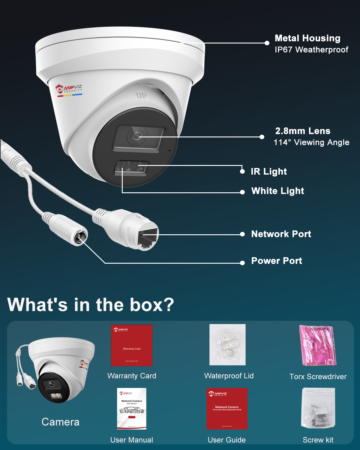 5MP POE Camera with Smart Color Vision, AI Detection, Onvif Support