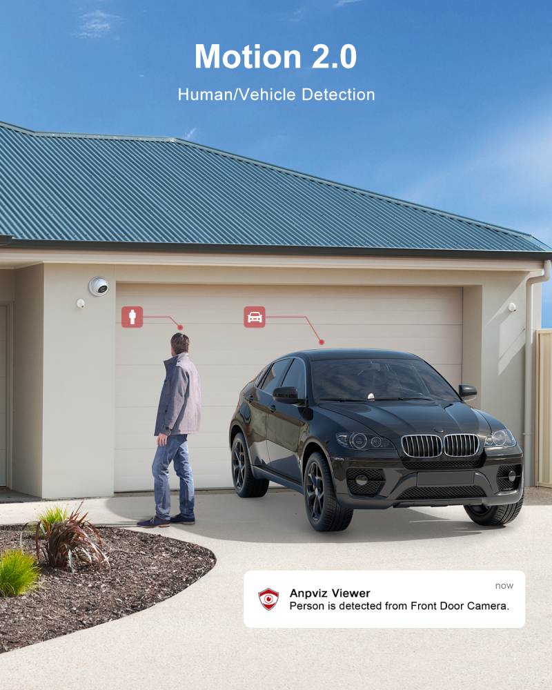 5MP Active Deterrence Turret Security POE Camera Outdoor, 2-Way Audio, Human/Vehicle Detection, 100ft Smart Color Night Vision, IP67 Waterproof Full Metal