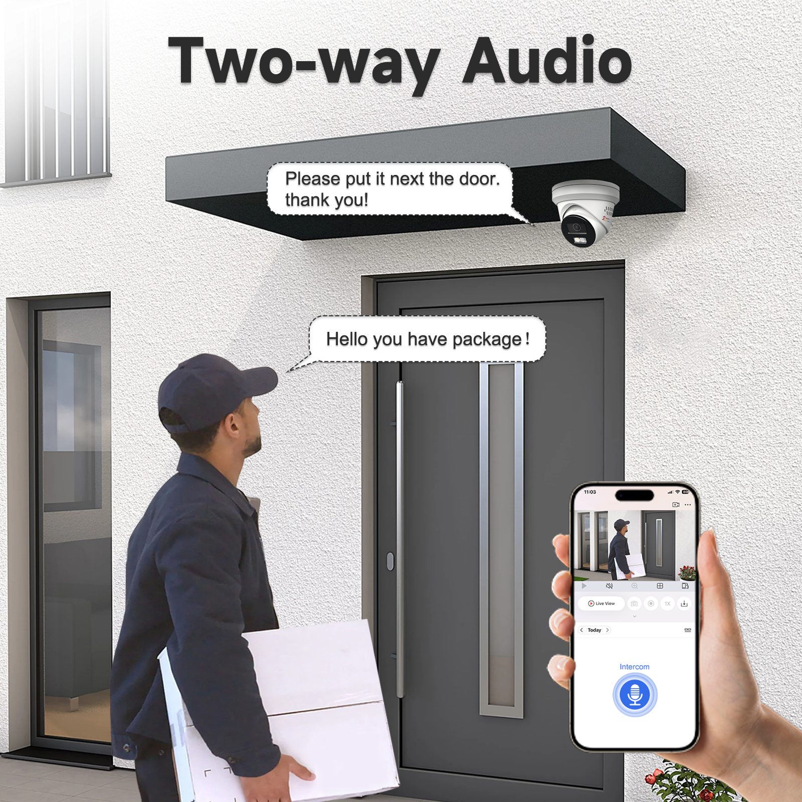 8MP Turret PoE Camera, Strobe Light and Audio Alarm, 4K Security Camera Outdoor, 2 Way Audio, Smart Color Night Vision, Human/Vehicle Detection, IP67 Waterproof