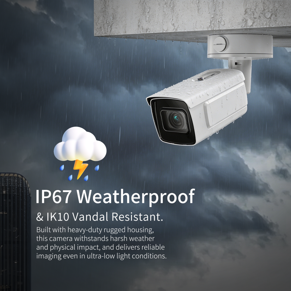 4MP ANPR 8-32mm Varifocal Lens 4X Zoom Bullet Camera with 330FT IR Night Vision, Automatic License Plate Recognition, IP67 Waterproof, IK10 Vandal-proof(H Series)