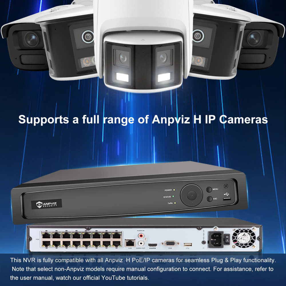 Anpviz 8CH 12MP POE NVR with 2TB HDD 8 POE Port Network Video Recorder H.265+ Support AI Motion Detection 24/7 Recording