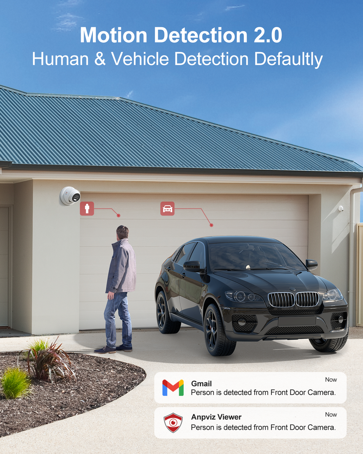 USA Only 5MP Turret POE Camera with Audio, Smart Color Night Vision & IP67 Waterproof
