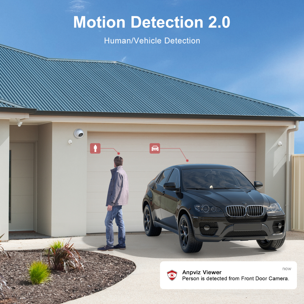 USA Only Anpviz 5MP PoE IP Camera, Active Deterrence Strobe Red & Blue Light and Audio Alarm, Two Way Audio, Smart Color Night Vision, Human Vehicle Detection