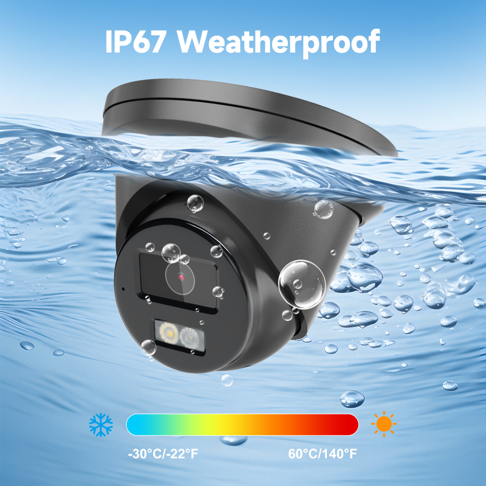 USA Only Anpviz Black 5MP PoE Camera, Metal Turret Security Camera with Audio, Human Vehicle Detection, Smart Color Night Vision