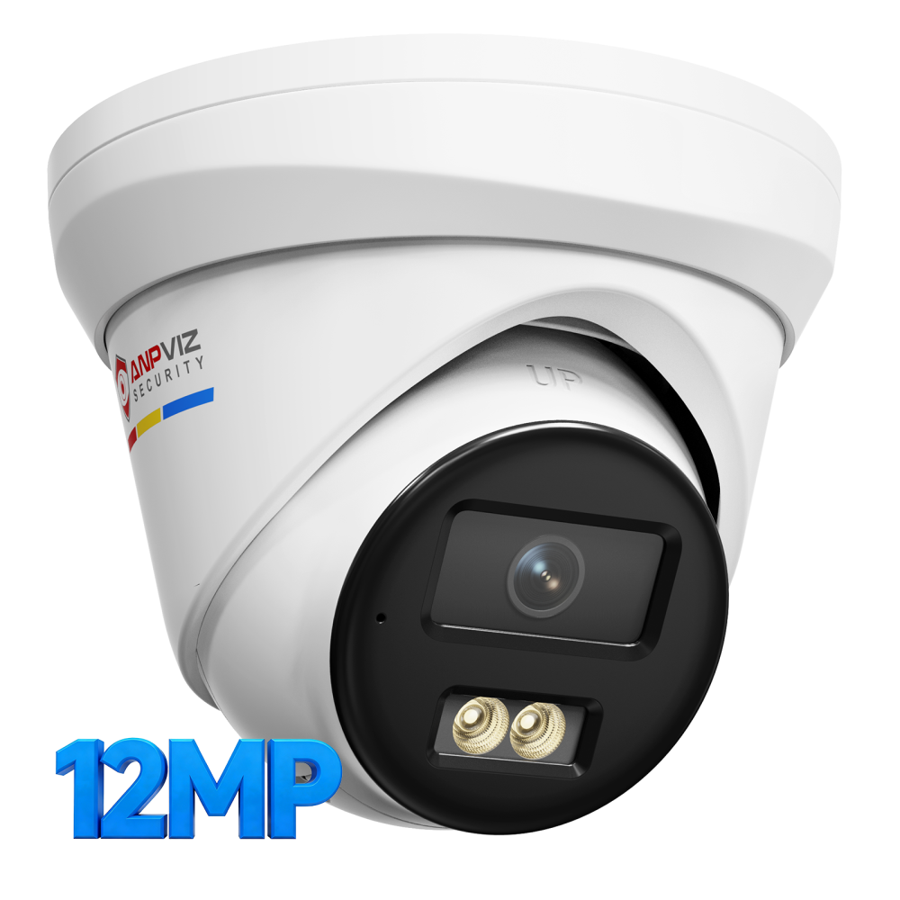 USA Only Anpviz 12MP PoE IP Camera Outdoor, 134° Wide Angle, Smart Dual Light Color Night Vision, Human Vehicle Detection, Wired Turret Metal Security Camera with Audio, 2.8mm Lens, IP67 Waterproof