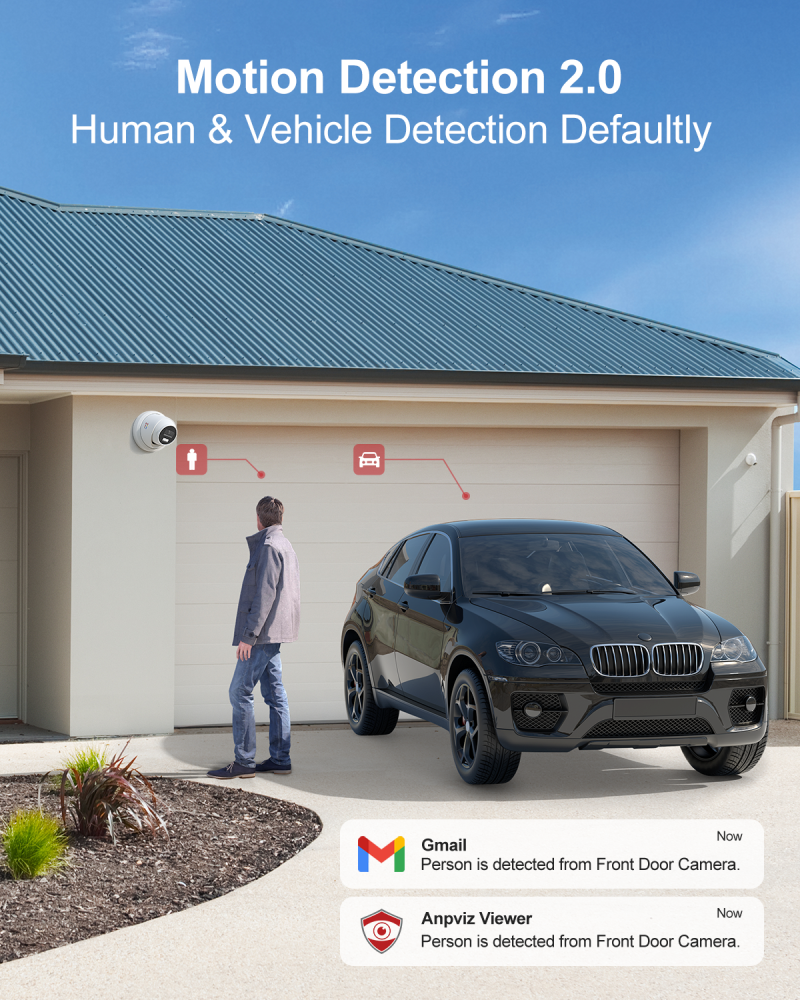 Anpviz 12MP PoE IP Camera Outdoor, 134° Wide Angle, Smart Dual Light Color Night Vision, Human Vehicle Detection, Wired Turret Metal Security Camera with Audio, 2.8mm Lens, IP67 Waterproof(H Series)