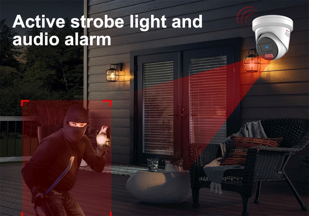 Pro 4K PoE Security Camera – 100ft Full Color Night Vision, AI Human & Vehicle Classification, VCA, Two-Way Audio, Active Deterrence, 130dB WDR, IP67