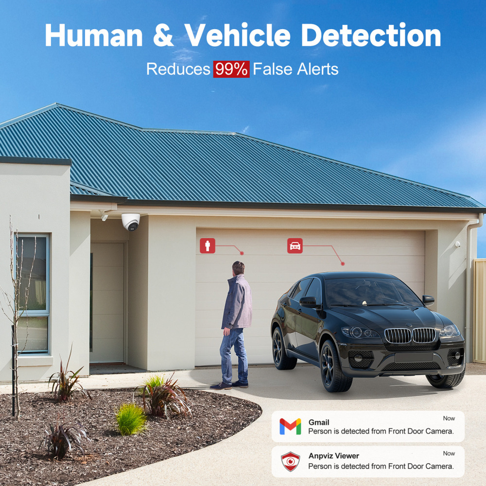 USA Only Anpviz 5MP PoE IP Camera with Human & Vehicle Detection, Smart Dual Light Color Night Vision Wired Security Camera Outdoor with Audio