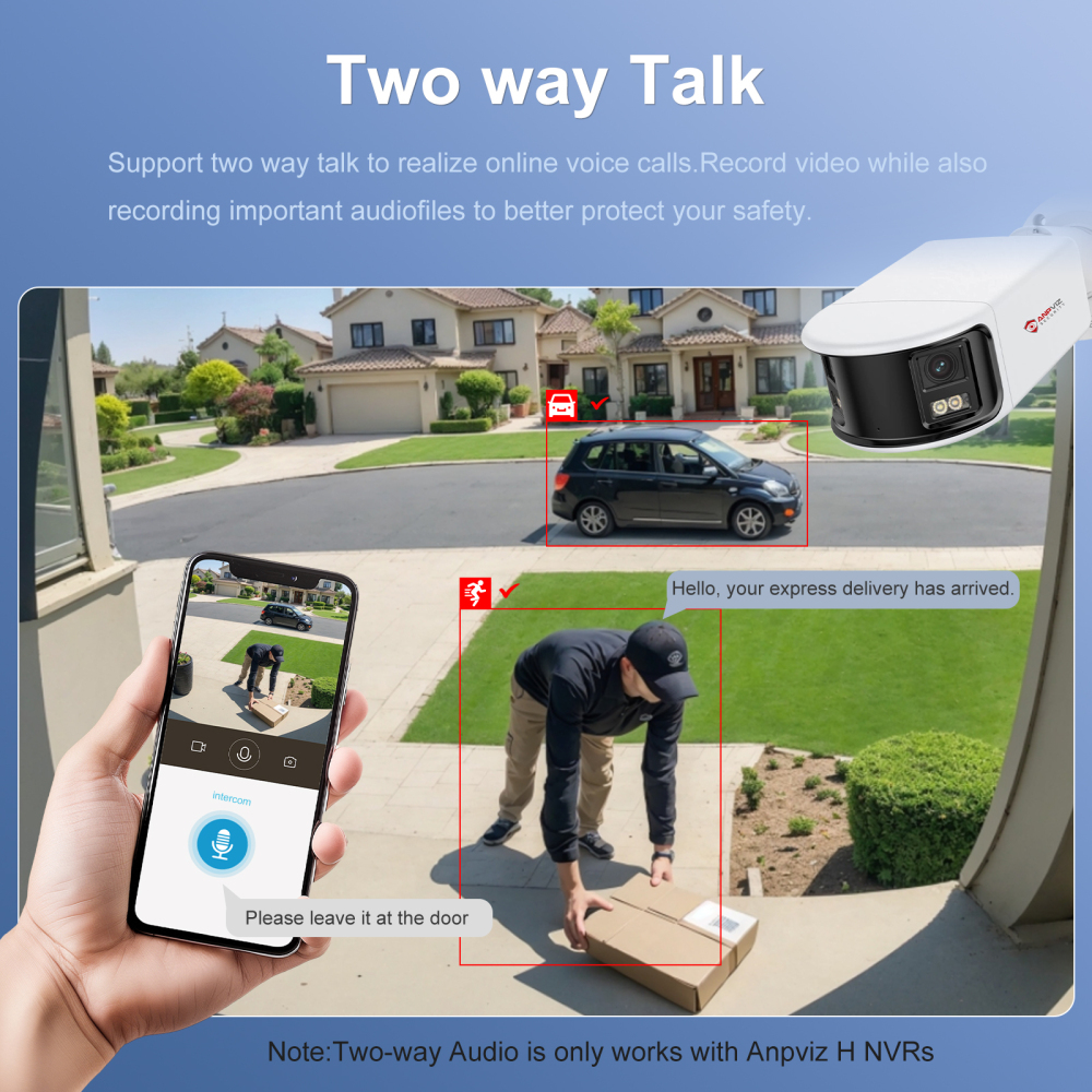 USA Only Anpviz 4K PoE Wide Angle Security Camera, Panoramic 180° IP Dual-Lens Bullet Camera Outdoor with Human/Vehicle Detection, Full Metal Housing, Two Way Talk, Built-in MicroSD Card Slot
