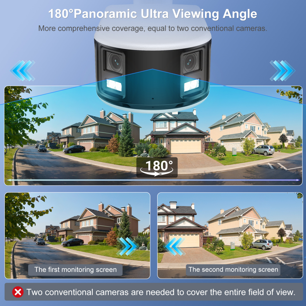 USA Only Anpviz 4K PoE Wide Angle Security Camera, Panoramic 180° IP Dual-Lens Bullet Camera Outdoor with Human/Vehicle Detection, Full Metal Housing, Two Way Talk, Built-in MicroSD Card Slot