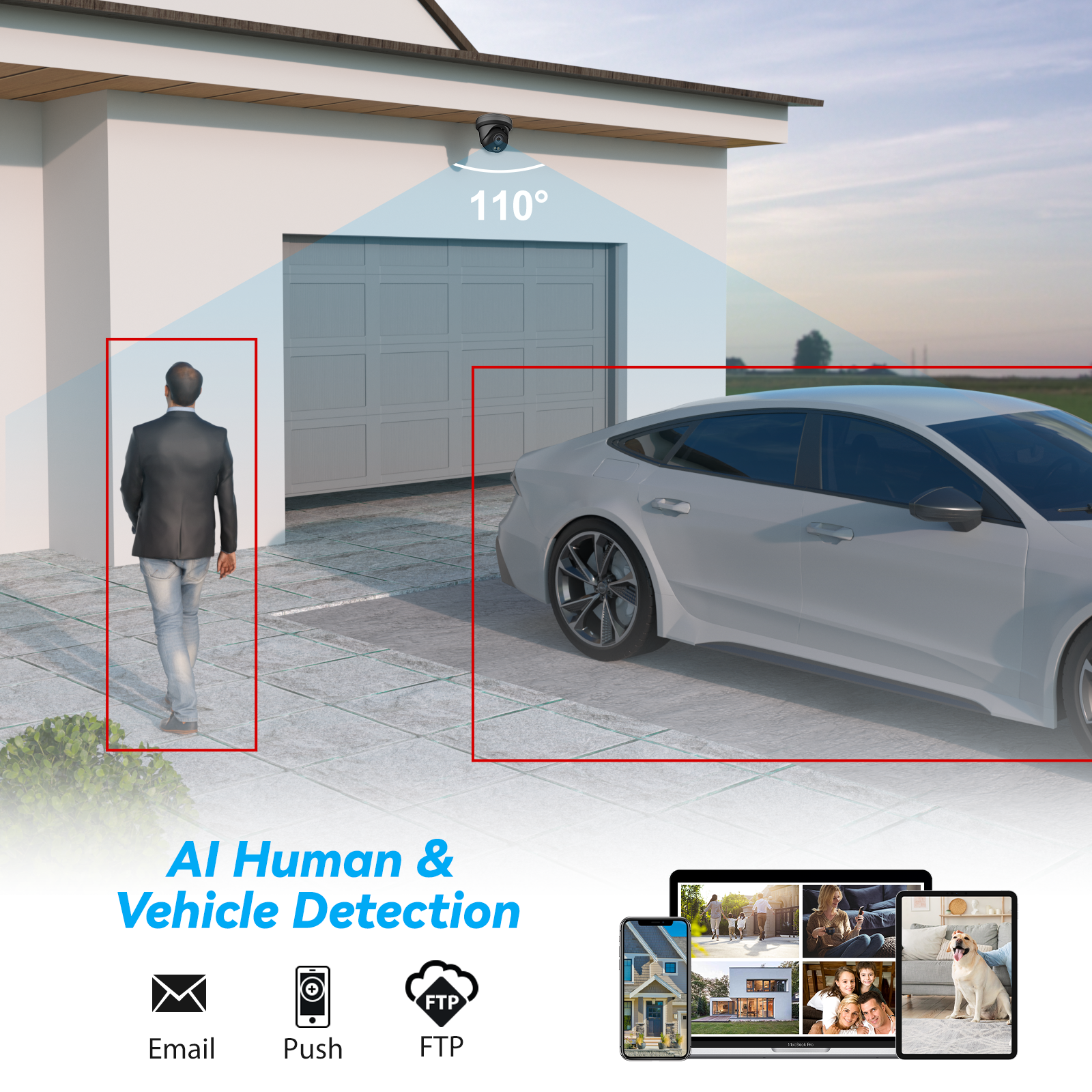 UNILOOK 4K 8MP PoE Security Camera, Turret IP Camera Outdoor Indoor Wired 100ft Smart Color Night Vision, Human/Vehicle Detection, IP66, Built-in Audio, @20fps, Wide Angle, Full Metal, NDAA (Black)