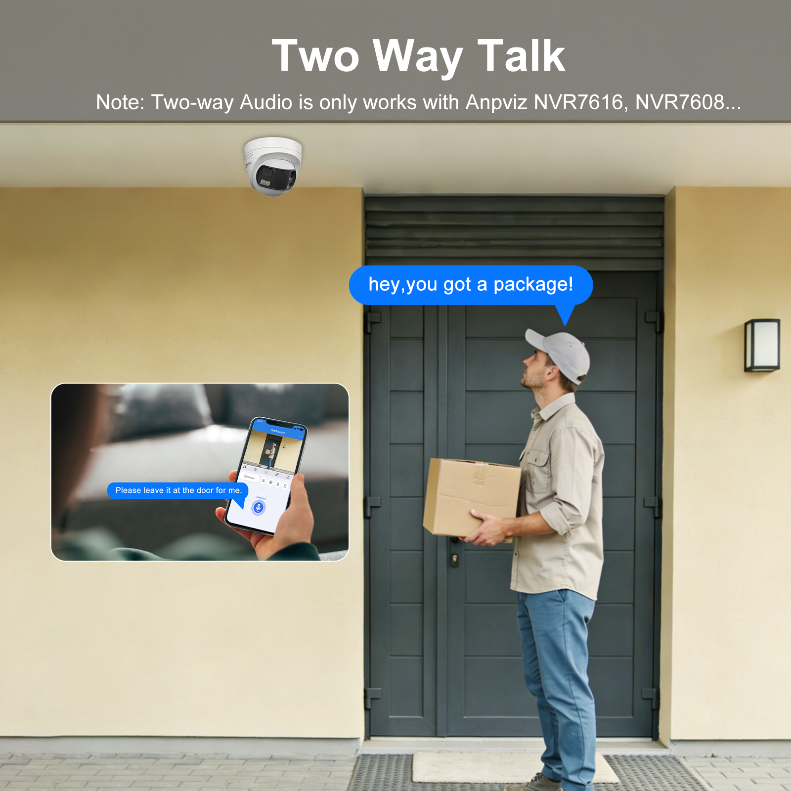 4K Dual Lenses Security PoE Camera Outdoor, Seamless Panoramic 180° View, Strobe Red & Blue Light and Audio Alarm