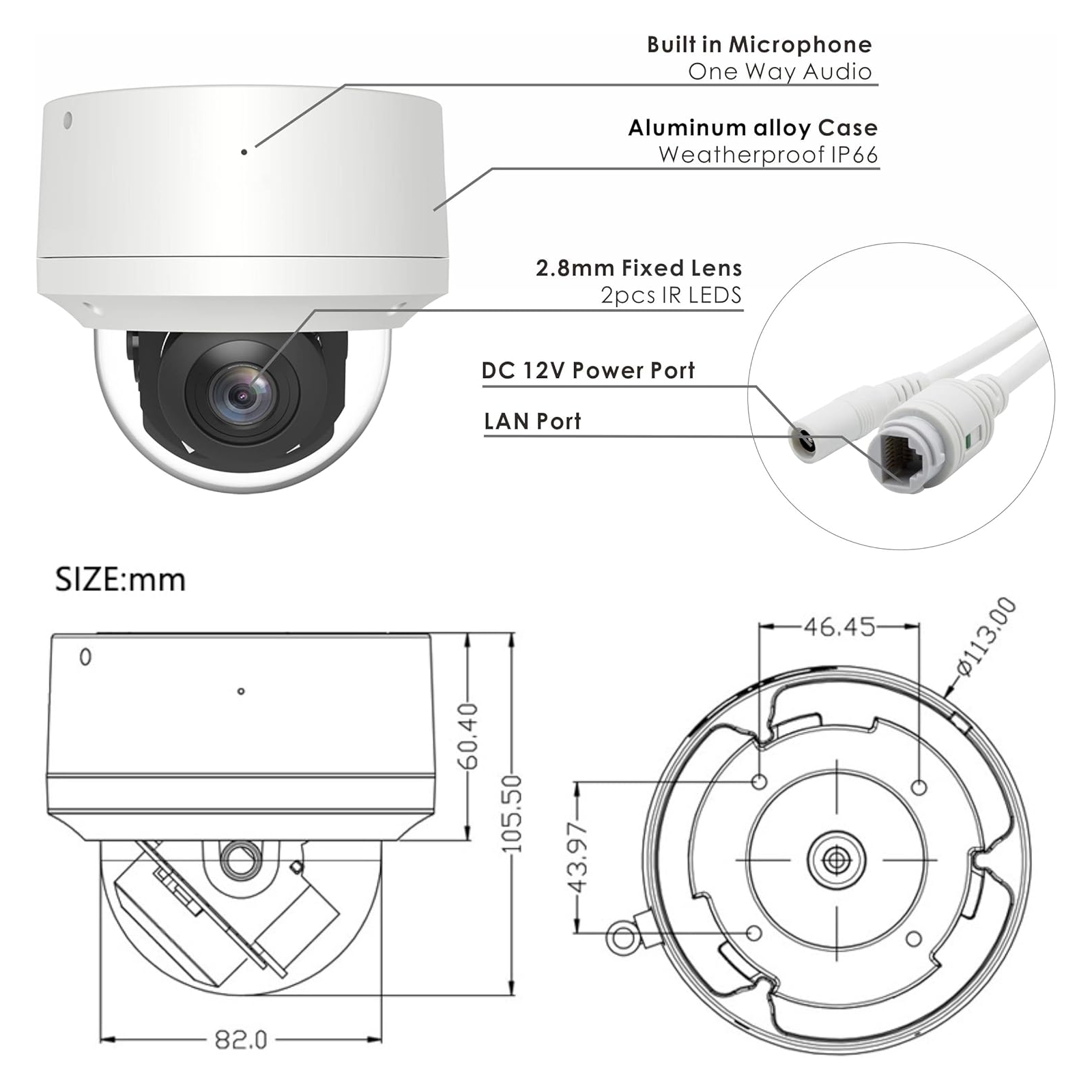 Anpviz 8MP PTZ Camera with 5X Zoom Support Human&Vehicle Detection Mini PTZ POE Camera Outdoor Smart Color Night Vision Built-in Mic IR Light 100ft IR H.265+ IP66 IK10