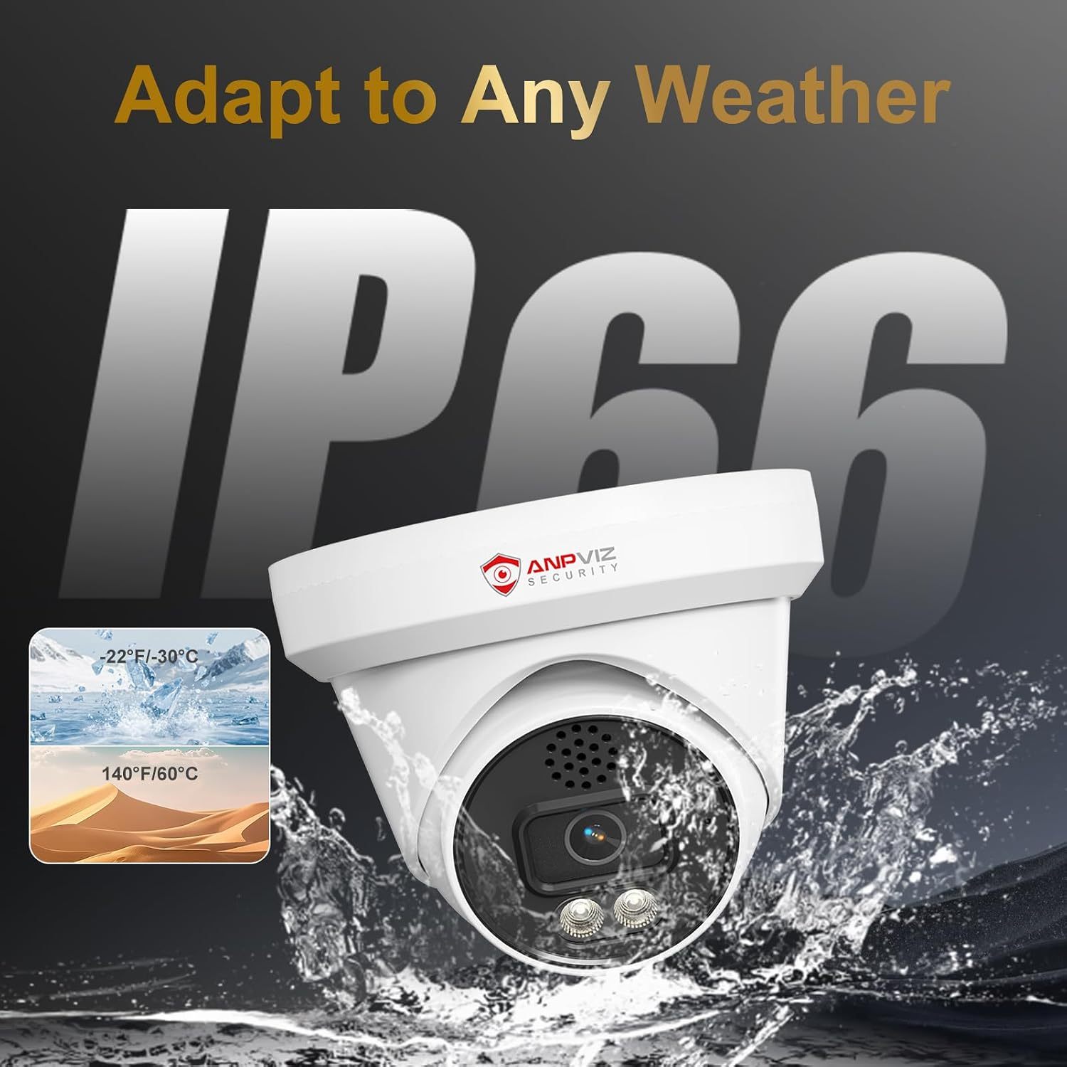 Anpviz UltraHD 4K 8MP IP Turret PoE Camera Outdoor with Active Deterrent