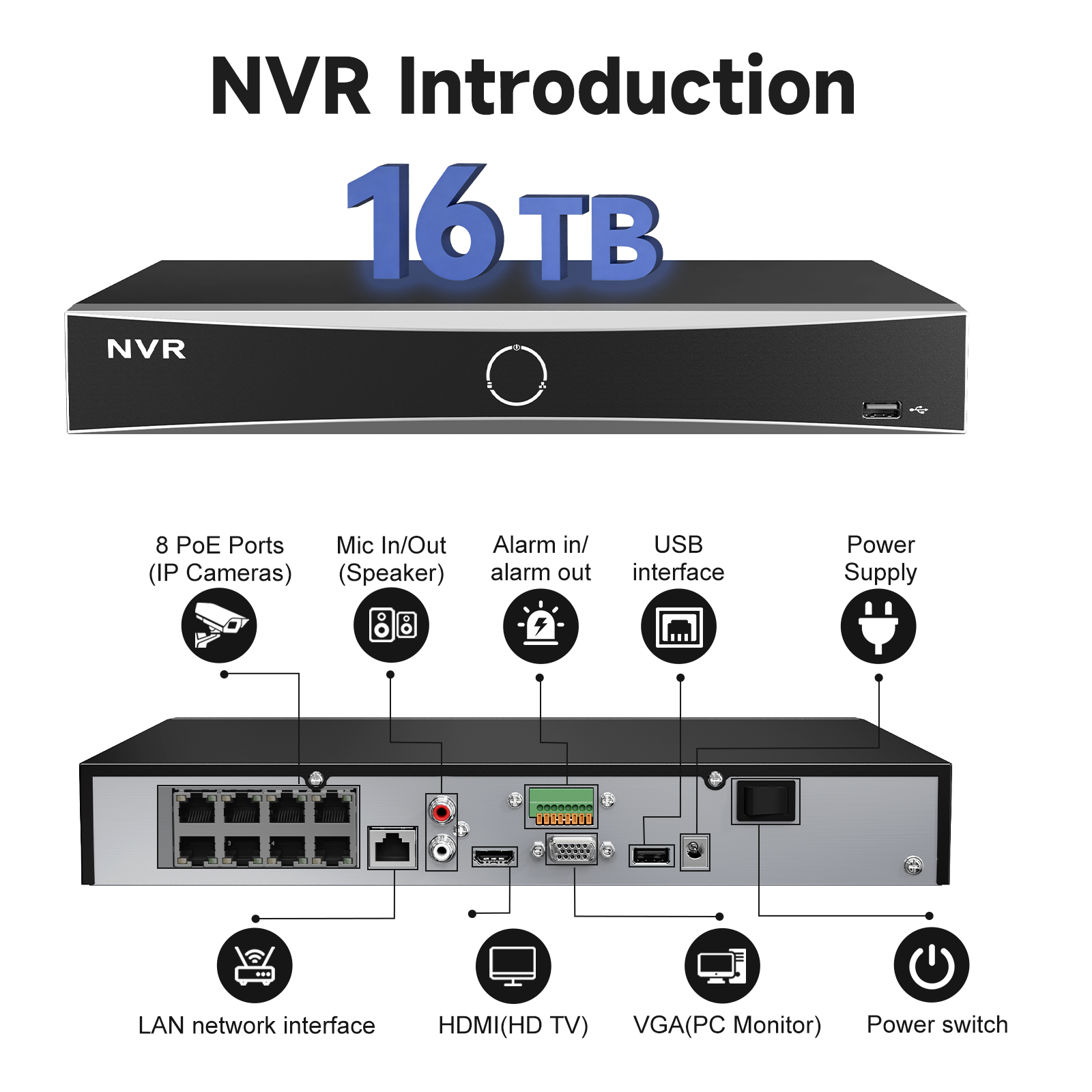 AI Search 4K POE Camera System, Pro 12MP 8CH NVR & 8MP Active Deterrence POE Security Camera