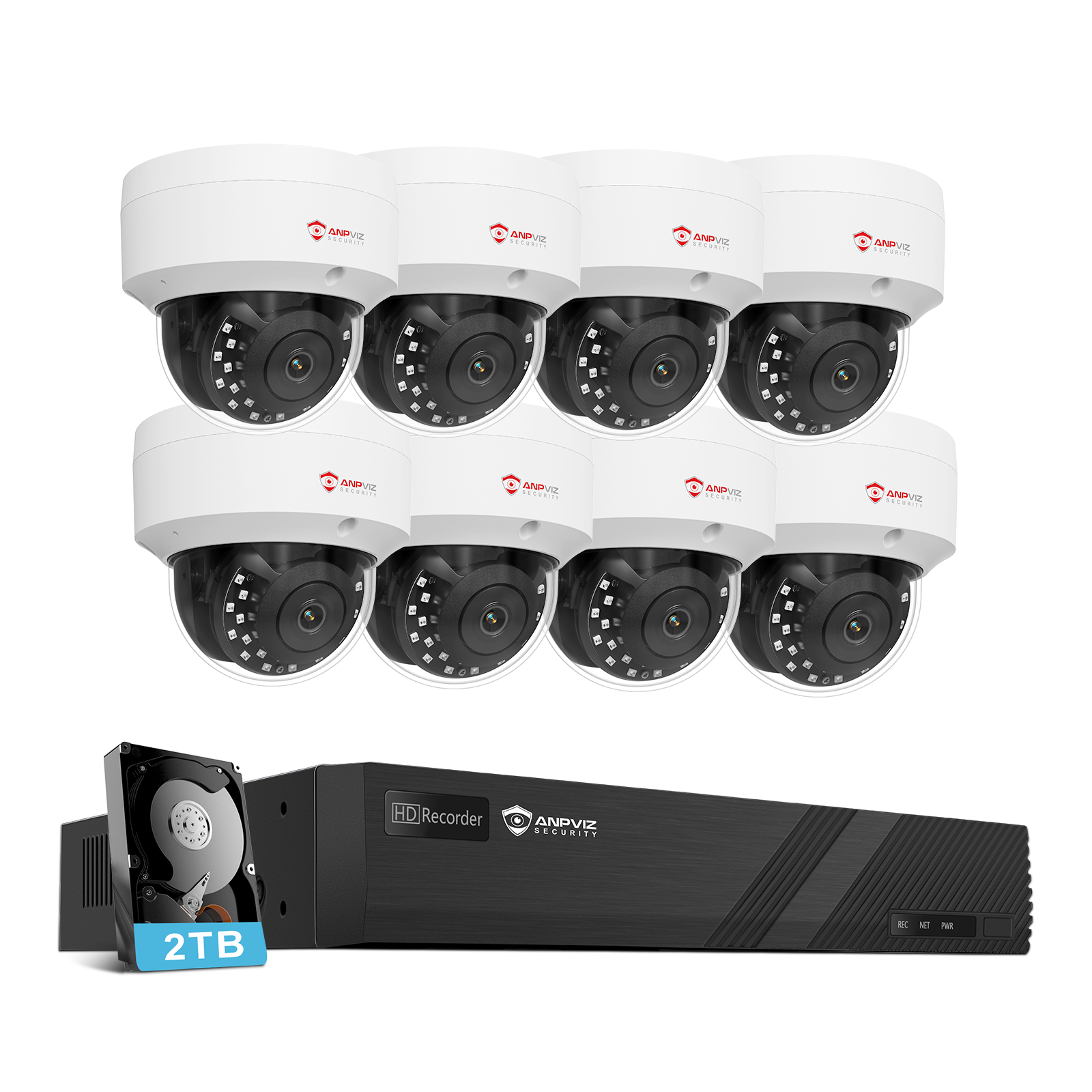8-Channel 6MP Dome PoE Security Camera System, 4K 8CH NVR with 2TB HDD, 98ft IR Night Vision