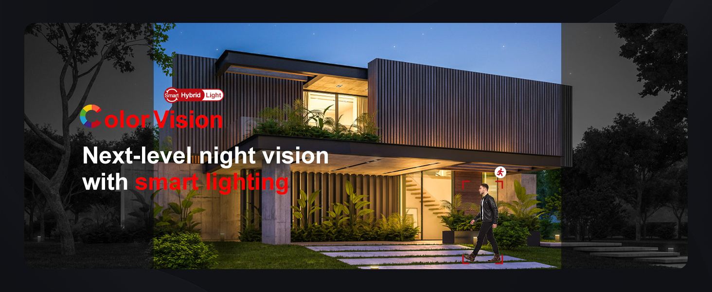 Smart hybrid light PoE camera, ColorVision 24/7 full color night vision, motion activated led