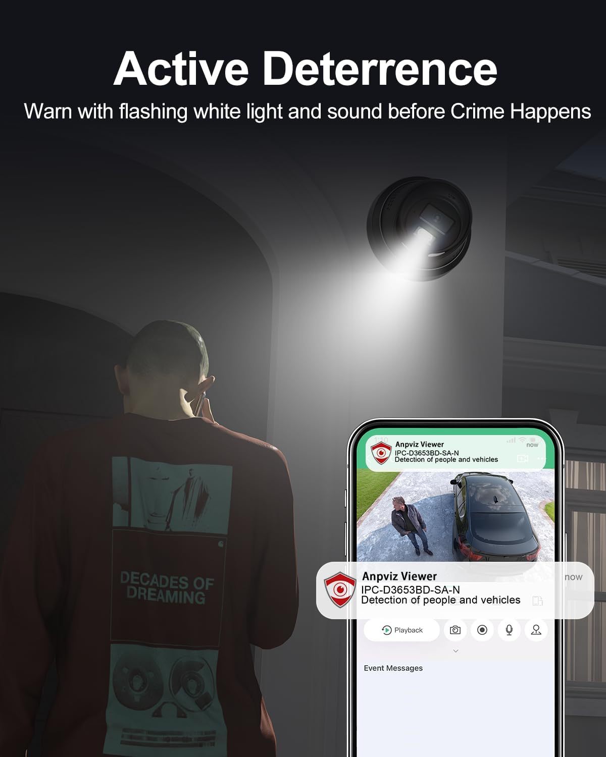 Anpviz 5MP PoE IP Active Deterrence Camera, Wired Security Camera Outdoor