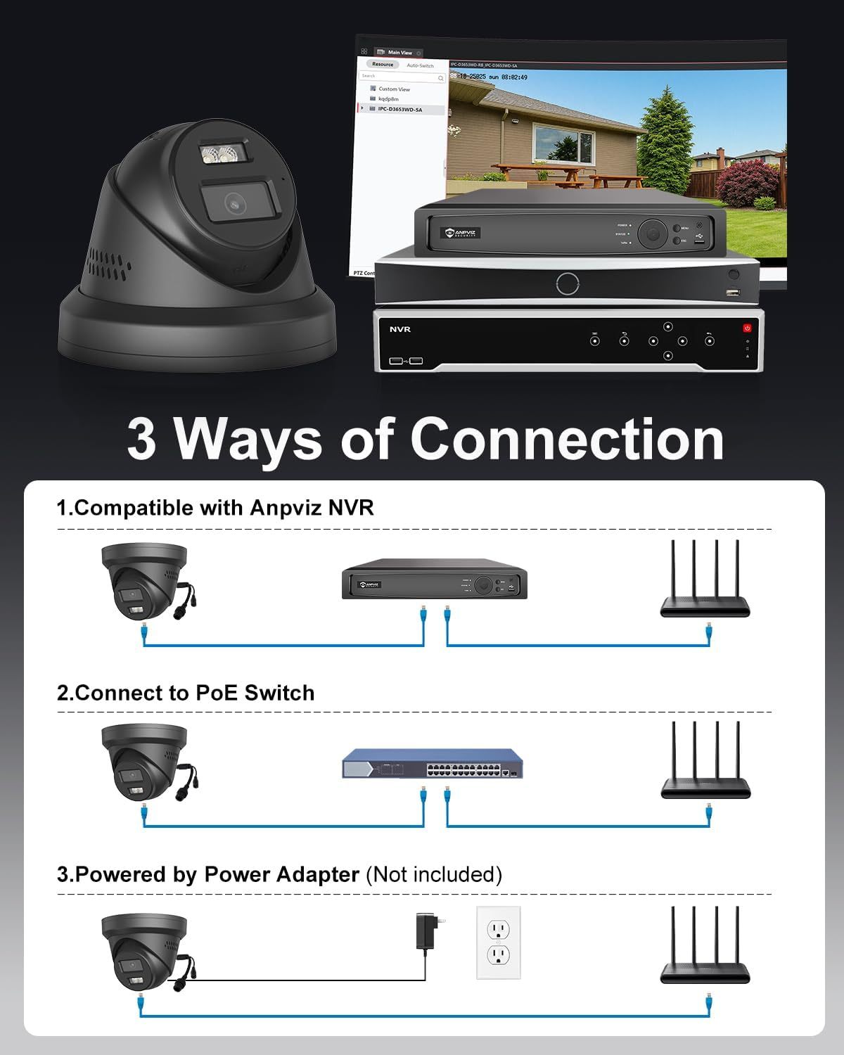 Anpviz 5MP PoE IP Active Deterrence Camera, Wired Security Camera Outdoor