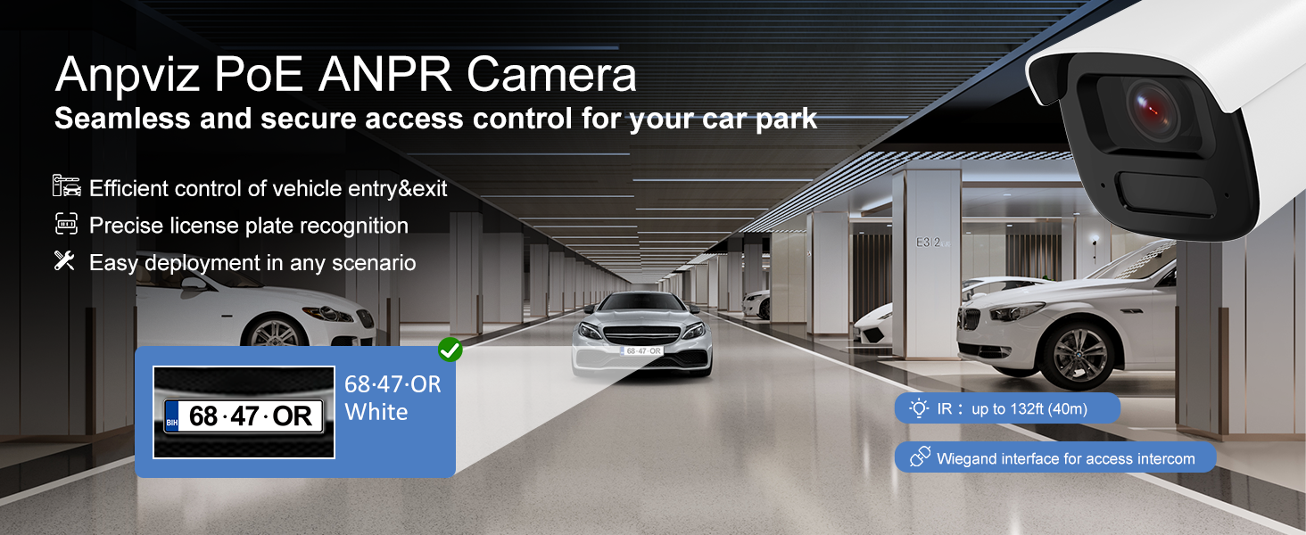 ANPVIZ 4MP LPR/ANPR POE Outdoor Bullet Security Camera