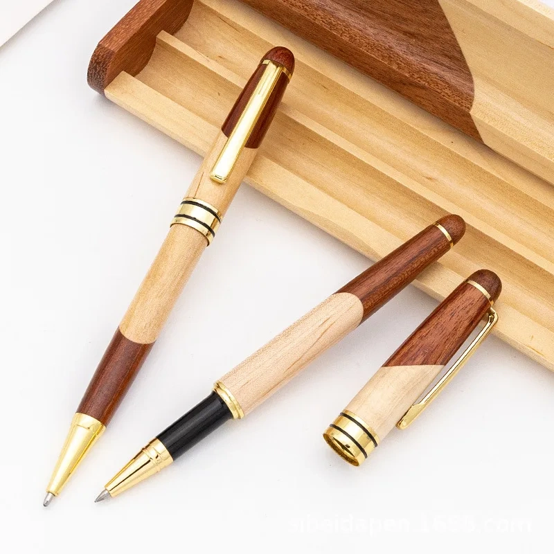Eco Friendly Bamboo Luxury Twistable Ballpoint Pens For Croperation Coworker Church Gifts Black Ink Pen Box Set with Wooden Box