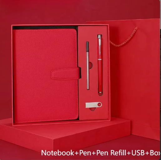 Customizable Luxuriant Ruled Paper Leather Notebook Stylish Buckle Diary Journal Gifts Set With Company Brand Logo