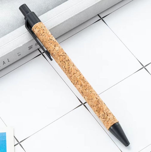 2024 New Product Customer logo ecological recycled eco friendly logo pen wheat straw material cork pen eco ballpoint pen