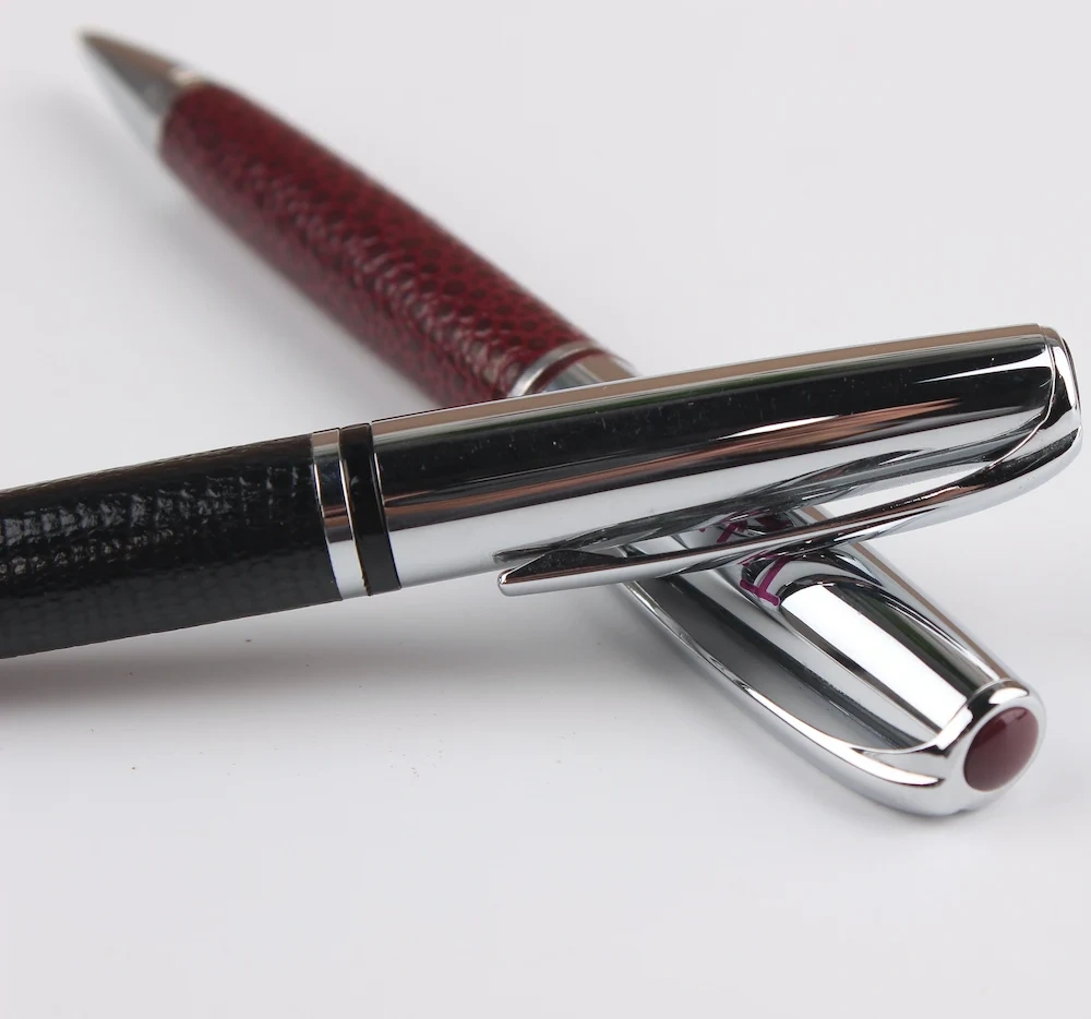 New Product Ideas Best Selling Stylos Customized Color Metal and  Pu Leather Pen Twist Ball Point Pen with logo