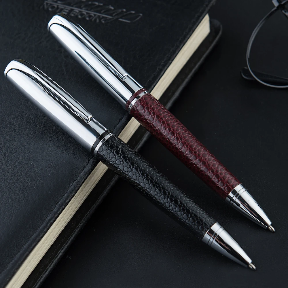 New Product Ideas Best Selling Stylos Customized Color Metal and  Pu Leather Pen Twist Ball Point Pen with logo