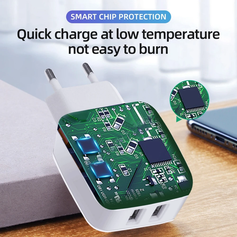 SDL OEM Factory US Dual USB Charger 5V/2.1A Phone Charger Fast Charging for Rechargeable Battery