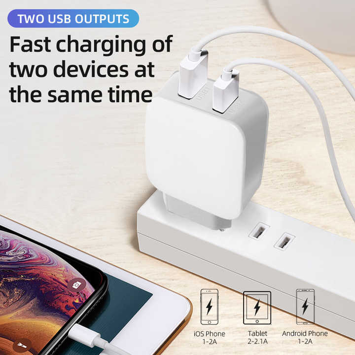 SDL OEM Factory US Dual USB Charger 5V/2.1A Phone Charger Fast Charging for Rechargeable Battery
