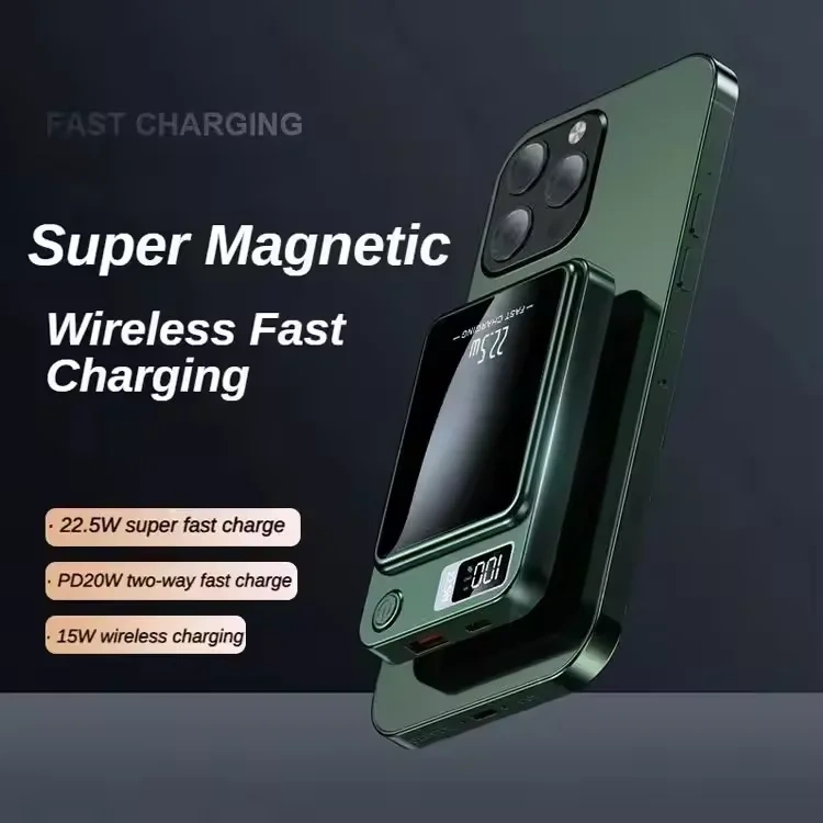 PD22.5W Magnetic Wireless Charger Power Bank 5000mAh Portable PD 20W Fast Wireless Charging External Battery PowerBank