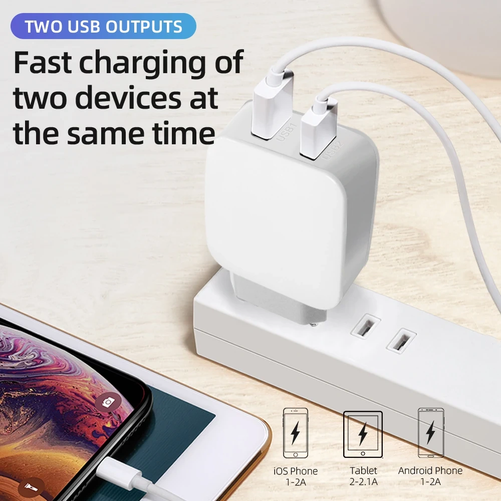 SDL OEM Factory US Dual USB Charger 5V/2.1A Phone Charger Fast Charging for Rechargeable Battery