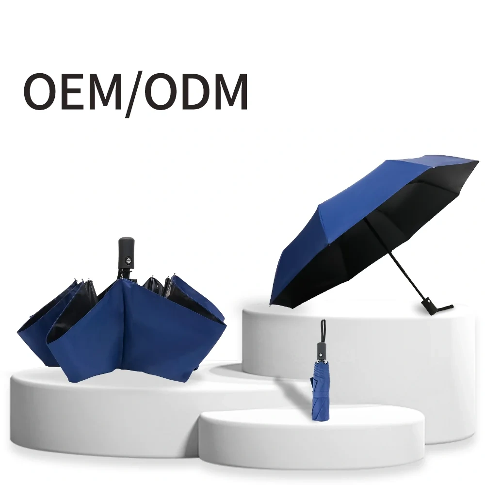 Promotional Full Automatic Open Close 3 Folding Polyester Pongee Travel Windproof Umbrella for Gift With Logo Vintage