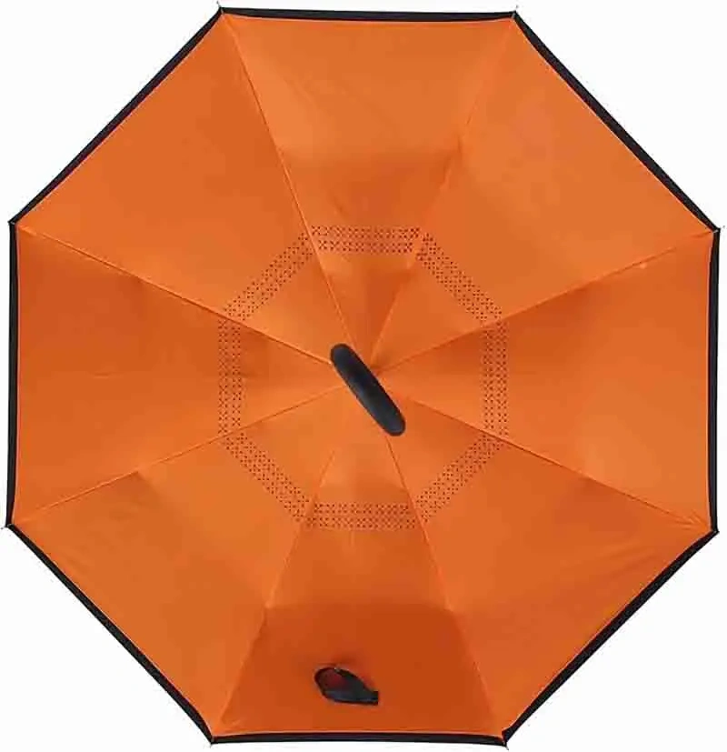 KaiHe Factory 8k C Handle Digital Printing Design Inverted Umbrella Custom Logo Reverse Umbrella Double Layer