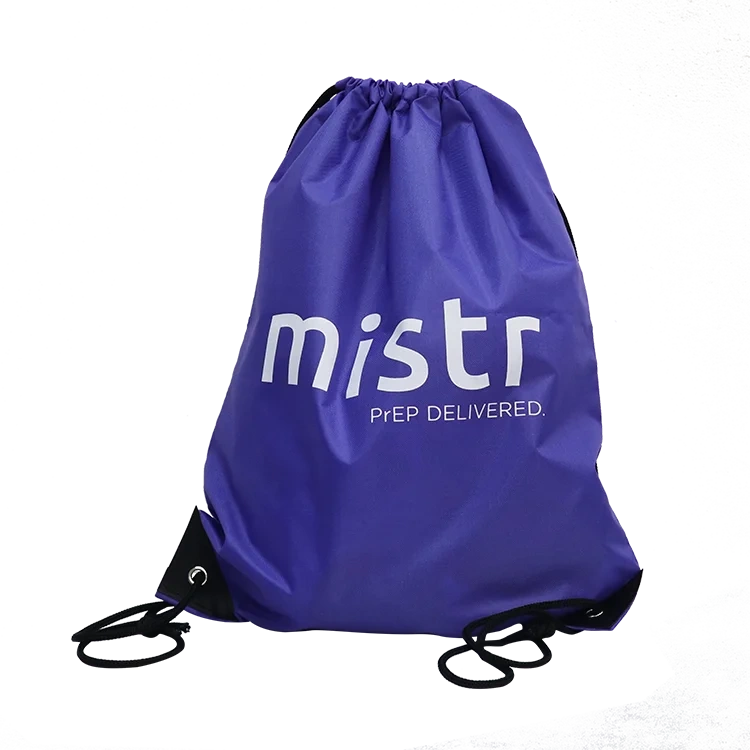 Wholesale Promotional Polyester Nylon Drawstring 30cm Shop and Backpack Customized Draw String Bags