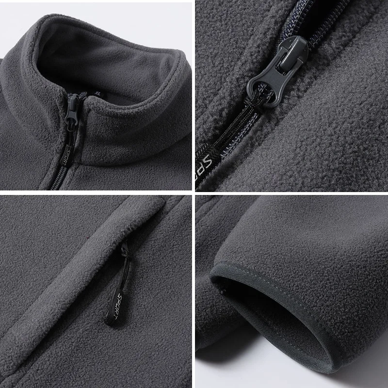 High Quality Custom Workwear Uniform 100% Polyester Long Sleeve Full Zip Sport Soft Polar Men's Fleece Jacket