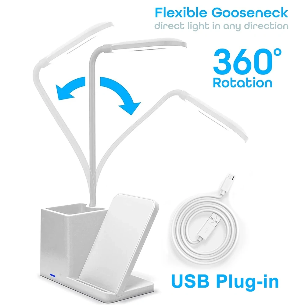 Wholesale Custom Logo 3-in-1 Mobile Phone 15W Wireless Charging Stand With Pen Holder LED Desk Lamp Promotional Gift