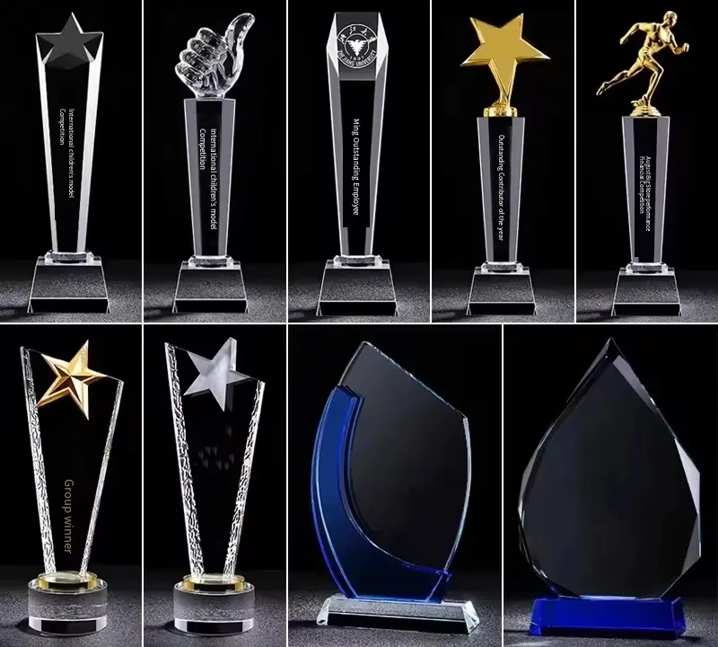Factory Customized 3d Carved Transparent Blank Crystal Trophy Rewards Business Souvenir Gifts