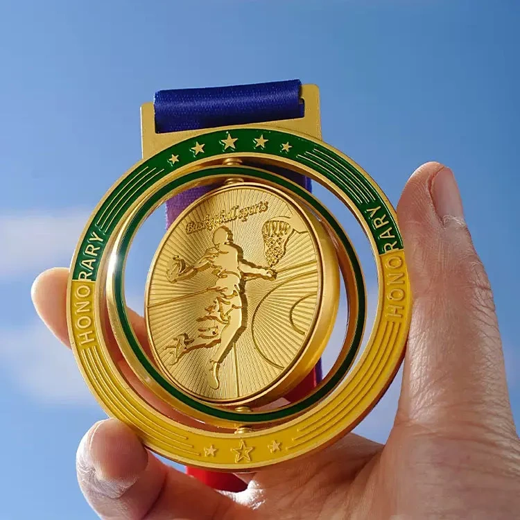 2024 Paris Sports Game Medal Custom Maker Cheap Baseball Football Marathon Handball Metal Medal Rotatable Turn Medallion Medals